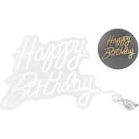 Party Deco Néon LED - Joyeux anniversaire, blanc