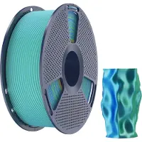 SUNLU Filament PLA+ Silk, double couleur, 1,75 mm, 1 kg - Couleur : Bleu-vert