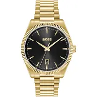 BOSS Cheswick Montre dorée à lunette cannelée