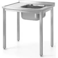 Hendi | Table avec un évier, vissée, profondeur 600 mm, Kitchen Line, taille 1000x600x(H)850mm