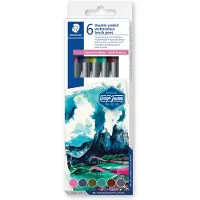 Staedtler Stylos à double pointe en fibre Amérique du Sud, boîte de 6, 2 pointes, largeur de trait : 1.0 (6x)