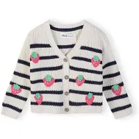 MINOTI Cardigan marine / pomme / magenta / blanc