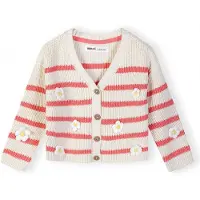 MINOTI Cardigan corail / blanc cassé
