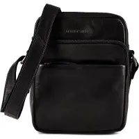 Green Burry GREENBURRY Cuir sac à épaule bandoulière Fiorentina Crossover Bag Black noir