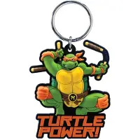 Monogram Int. Garçons, Porte-clés, Teenage Mutant Ninja Turtles Soft Touch PVC Taschenanhänger Michelangelo, Orange