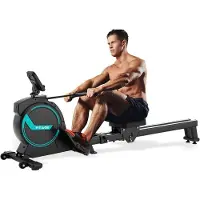 FITAGE Rameur - - 16 niveaux de résistance magnétique - Silencieux 15 dB - Pliable et ergonomique - Noir