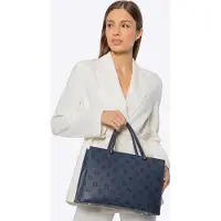 WITTCHEN Sac à main pour femme en cuir synthétique avec logo estampé, bleu marine, bleu marine,