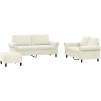 vidaXL Ensemble de canapés 3 pièces avec coussins Crème Velours