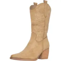 Elara Bottes de cowboy kaki