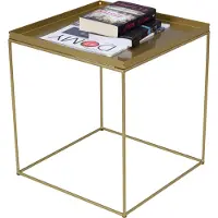 FutuStal Table basse carrée en fil métallique 40x40x43 Loft Glamour dorée