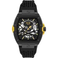 Philipp Plein Watches Montre à affichage analogique 'The Skeleton' jaune / noir / blanc