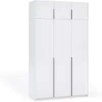 Margaret Hadas24 Armoire APOLLONIA I sans miroir, armoire à portes battantes, style moderne, armoire, grand espace de rangement 150 x 250 cm (blanc, poignées noires)