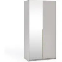Margaret Hadas24 Armoire APOLLONIA avec miroir, armoire à portes battantes, style moderne, armoire, grand espace de rangement 100 x 204 cm (couleur cachemire, poignées dorées)