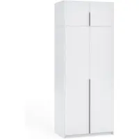 Margaret Hadas24 Armoire APOLLONIA I sans miroir, armoire à portes battantes, style moderne, armoire, grand espace de rangement 100 x 250 cm (blanc, poignées noires)