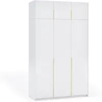 Margaret Hadas24 Armoire APOLLONIA I sans miroir, armoire à portes battantes, style moderne, armoire, grand espace de rangement 150 x 250 cm (blanc, poignées dorées)