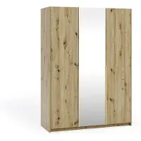 Margaret Hadas24 Armoire APOLLONIA avec miroir, armoire à portes battantes, style moderne, armoire, grand espace de rangement 150 x 204 cm (artisan, poignées dorées)