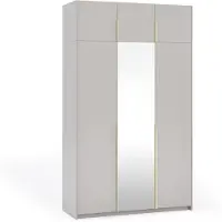 Margaret Hadas24 Armoire APOLLONIA I avec miroir, armoire à portes battantes, style moderne, armoire, grand espace de rangement 150 x 250 cm (couleur cachemire, poignées dorées)