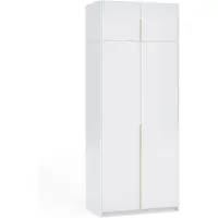 Margaret Hadas24 Armoire APOLLONIA I sans miroir, armoire à portes battantes, style moderne, armoire, grand espace de rangement 100 x 250 cm (blanc, poignées dorées)