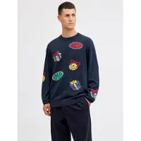 Jack & Jones Pull-over 'JORHoliday' bleu nuit / jaune clair / menthe / rouge