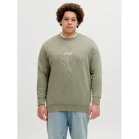 Jack & Jones Plus Sweat-shirt 'JJESOHO' kaki / blanc