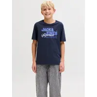 JACK&JONES JUNIOR T-shirt enfant JJELOGO TEE SS O-NECK garcons - Marine - 13 ans