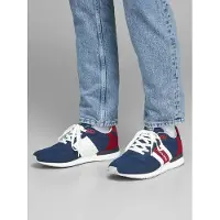 Jack & Jones Baskets basses 'JFWStellar' bleu foncé / rouge carmin / blanc