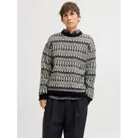 Jack & jones Premium Pull-over 'JPRBLUMAX FAIRISLE' gris / noir