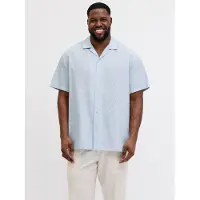 Jack & Jones Breeze Linen Plus Size Short Sleeve Shirt Bleu 3XL / Regular Homme