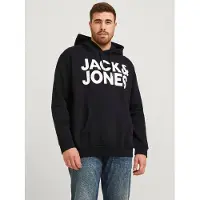 Jack & Jones Crop Logo Plus Size Hoodie Noir 4XL Homme