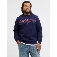 Jack & Jones Plus Sweat-shirt 'JORINWOOD' bleu foncé / rose clair / blanc