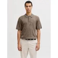 Jack & Jones Blawilliam Structure Knit Short Sleeve Polo Marron M Homme
