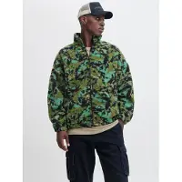 Jack & Jones Veste en polaire turquoise / olive / noir