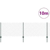 vidaXL Clôture à mailles métalliques avec poteaux , 10 x 0,8 m (L x H)