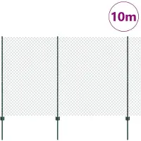 vidaXL Clôture à mailles métalliques avec poteaux, 10 x 1,6 m (L x H)