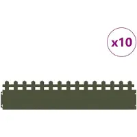 vidaXL Bordure de pelouse 10 pcs vert olive 103 x 0,05 x 22 cm acier