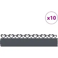 vidaXL Bordure de pelouse 10 pcs Anthracite 103 x 0,05 x 22 cm Acier