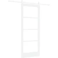 vidaXL Porte coulissante ORKDAL blanche 83 x 202 cm en pin massif et verre