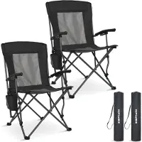 TRVLMORE Chaises de camping - pliables - 2-Pack - Capacité de charge 120KG - Sac de transport inclus - Chaise pliante - Chaise de pêche - Chaise de camping - Chaise pliante - Noir