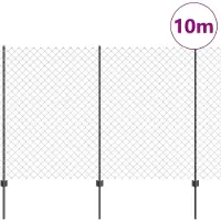 vidaXL Clôture à mailles métalliques avec poteaux, 10 x 1,6 m (L x H)