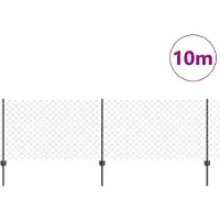 vidaXL Clôture à mailles métalliques avec poteaux , 10 x 0,8 m (L x H)