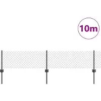vidaXL Clôture à mailles métalliques avec poteaux, 10 x 0,4 m (L x H)