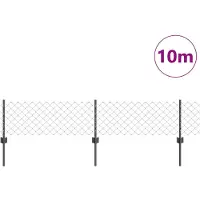 vidaXL Clôture à mailles métalliques avec poteaux, 10 x 0,4 m (L x H)