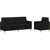 vidaXL Ensemble de canapés avec rangement, 2 pièces, polyester noir