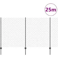 vidaXL Clôture à mailles métalliques avec poteaux , 25 x 1,4 m (L x H)