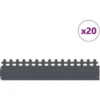 vidaXL Bordure de pelouse 20 pcs Anthracite 103 x 0,05 x 22 cm Acier