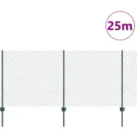 vidaXL Clôture à mailles métalliques avec poteaux, 25 x 1 m (L x H), en acier revêtu de PVC