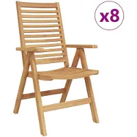 vidaXL Chaise, lot de 8, marron, 64,5 x 52 x 108 cm, bois de teck massif