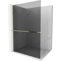 Mexen Kioto+ L Paroi de douche avec tablette Walk-in 120 x 200 cm, graphite, or - 800-120-123-50-40