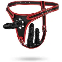 EasyToys - harnais avec triple godemichet - noir