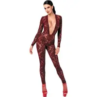 Noir Handmade Kink Royal - body résille transparent - rouge - L